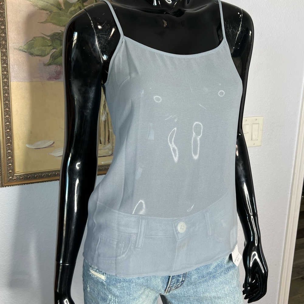 Tory Burch Sheer Adjustable Spaghetti Strap Camisole Top Sz 0 Gray